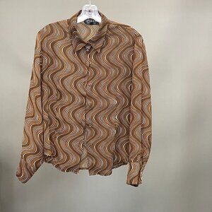 1970s Polyester Button-Up, Women's Small